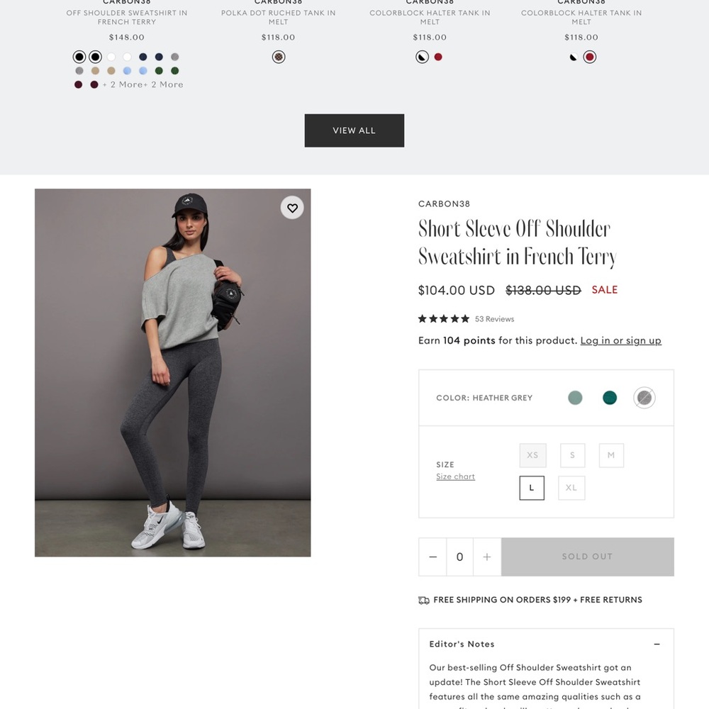 Carbon38 Heather gray off the shoulder sweatshirt